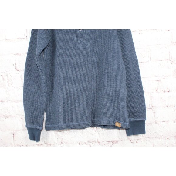 LL Bean Signature Waffle Henley Shirt Slim Fit Breathable Cotton Blue S - Picture 4 of 12